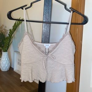 Garage Taupe Flowy Cropped Tank Top